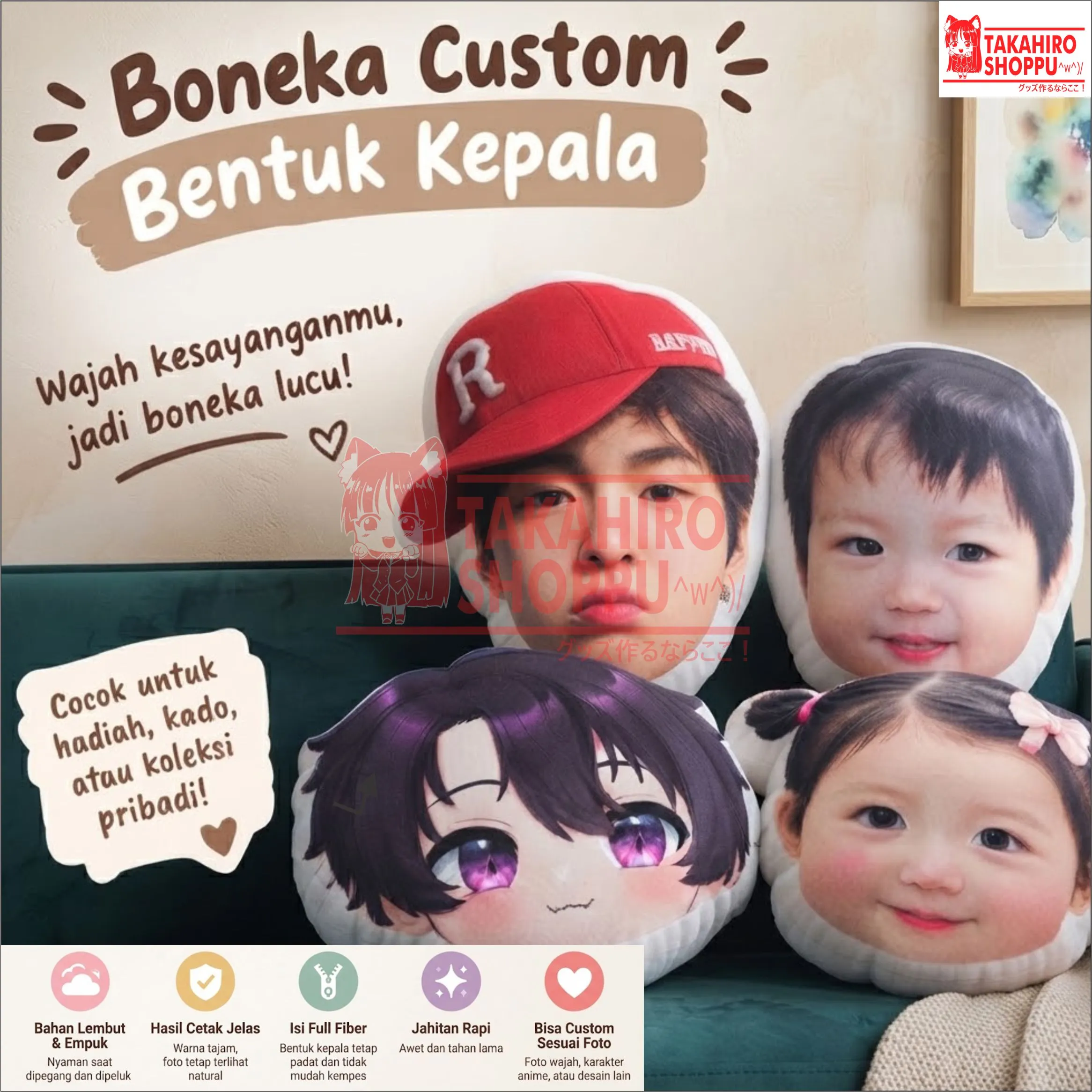 BONEKA CUSTOM BENTUK KEPALA 20 CM