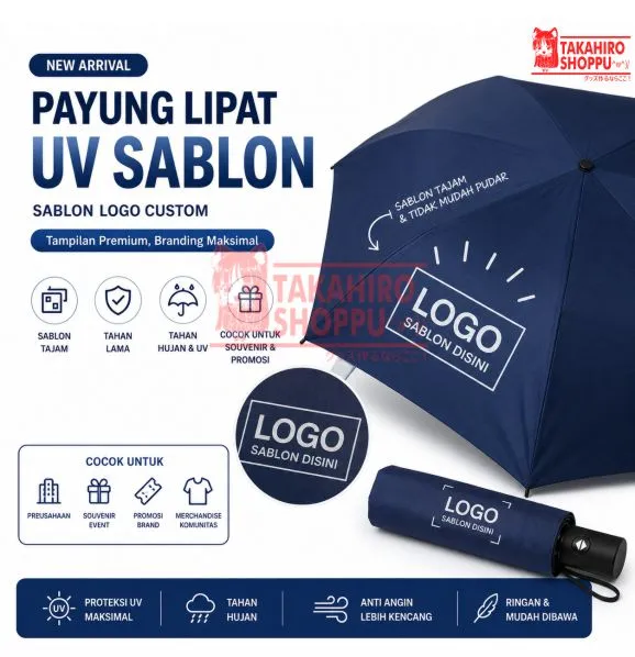 PAYUNG LIPAT UV OTOMATIS CUSTOM SABLON LOGO