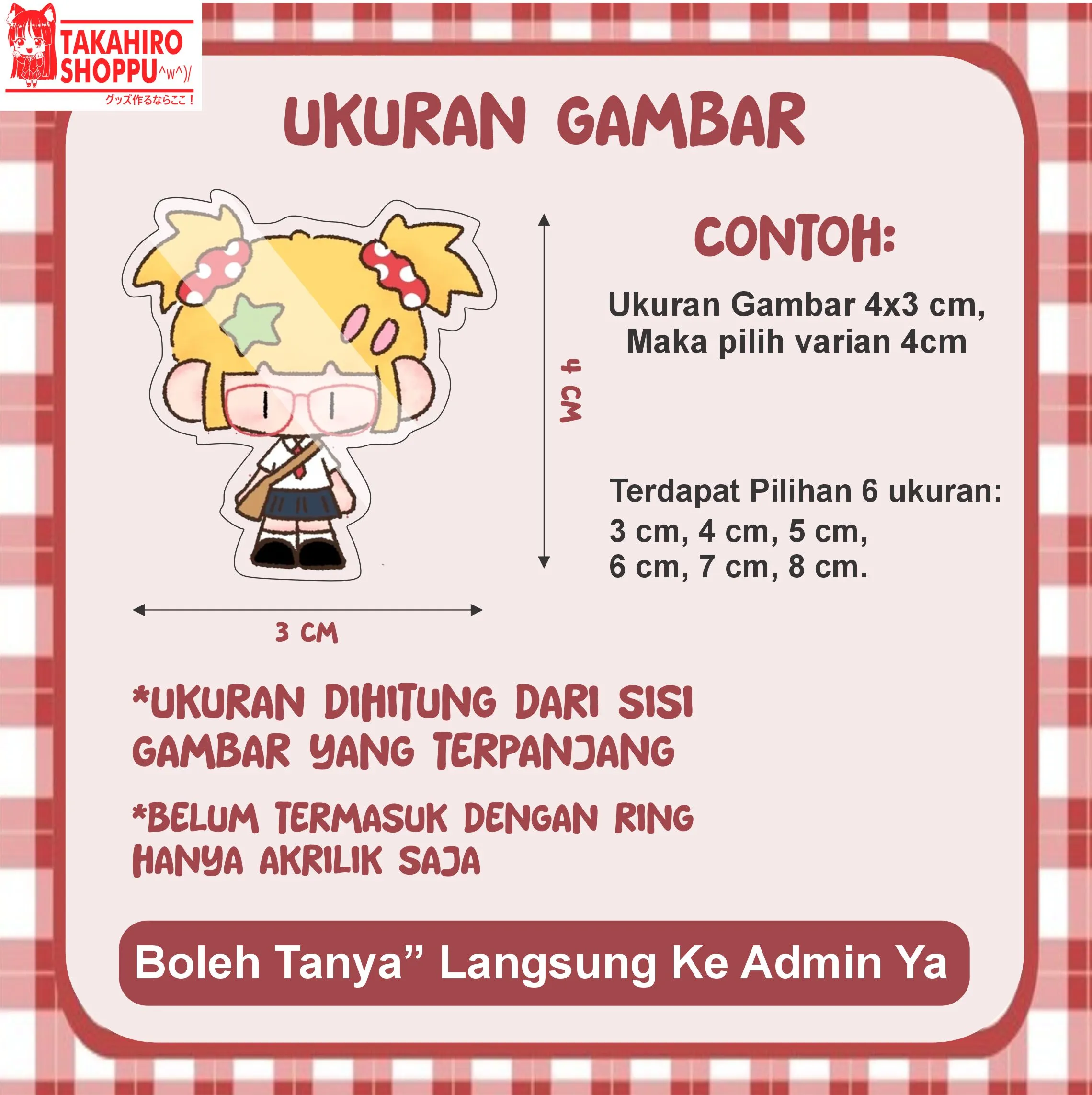 Cetak Akrilik Custom Keychain UV Print (Hanya Akrilik)