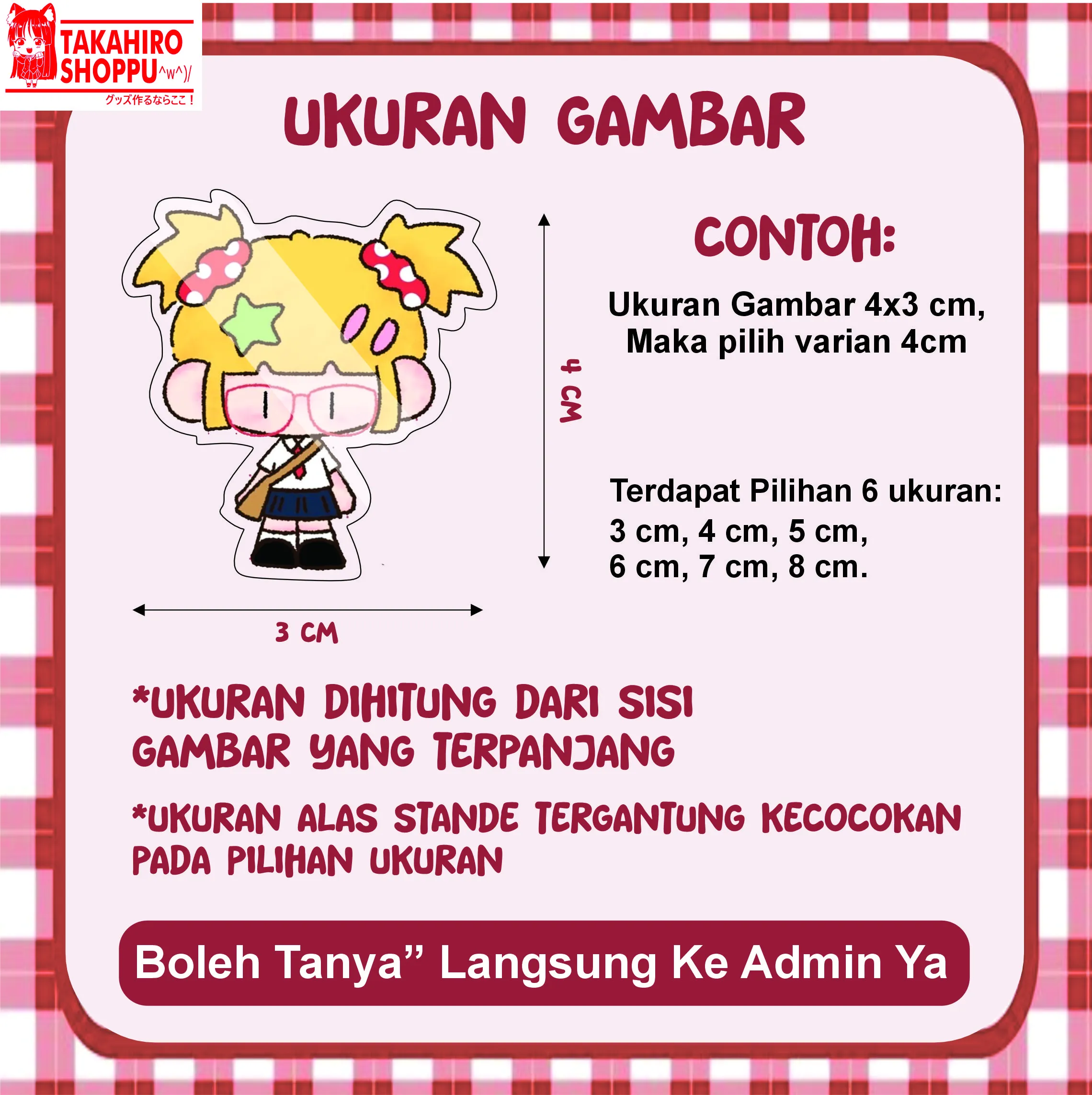 Cetak Akrilik Custom Standee SMALL SIZE UV Print (include alas stande)